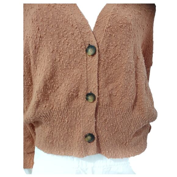 FREE PEOPLE Slouchy Oversized Button-Down Cardigan Sweater Grandpacore Cozy Sz S - Picture 10 of 12